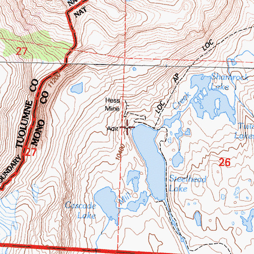 Topographic Map of Hess Mine, CA