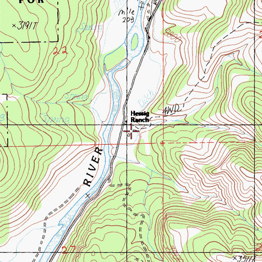Topographic Map of Hessig Ranch, CA