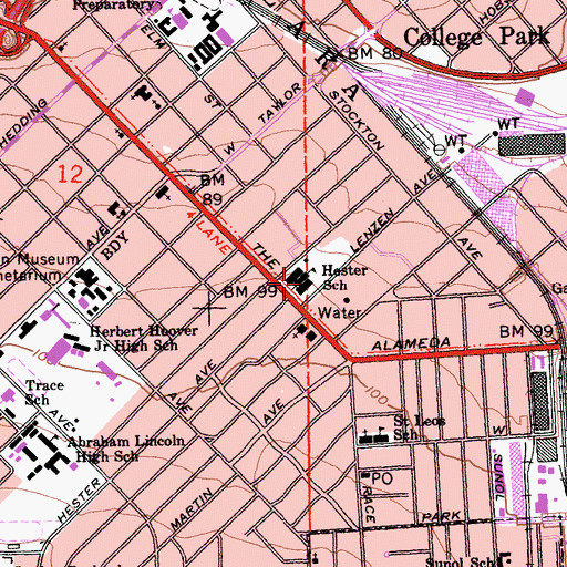 Topographic Map of Hester Elementary School, CA