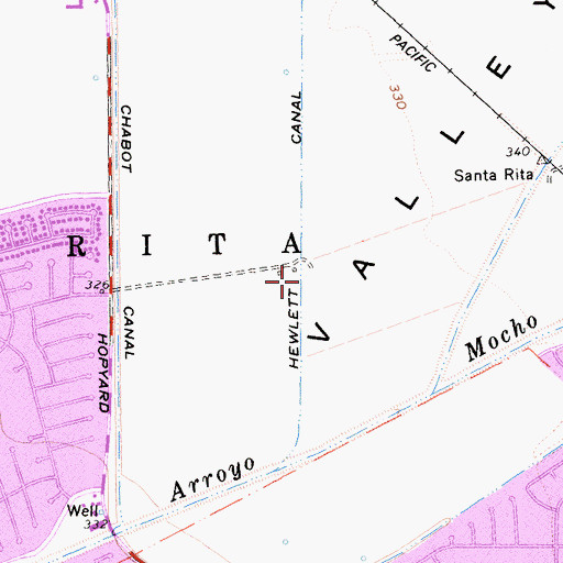 Topographic Map of Hewlett Canal, CA