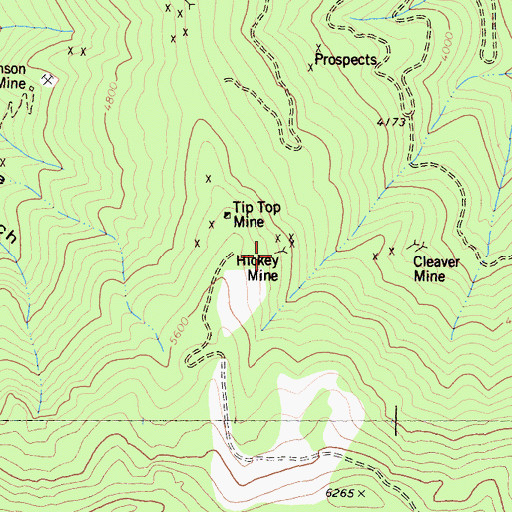 Topographic Map of Hickey Mine, CA