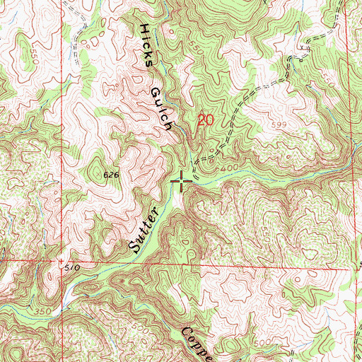 Topographic Map of Hicks Gulch, CA