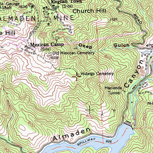 Topographic Map of Hidalgo Cemetery (historical), CA