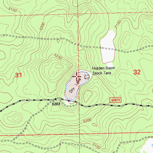 Topographic Map of Hidden Basin Stock Tank, CA