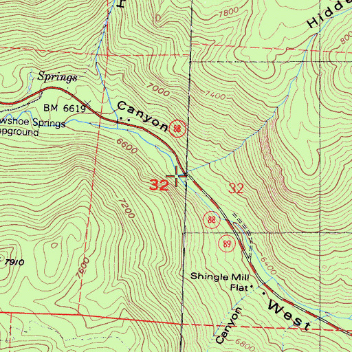 Topographic Map of Hidden Canyon, CA