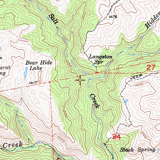 Topographic Map of Hidden Creek, CA