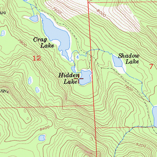 Topographic Map of Hidden Lake, CA