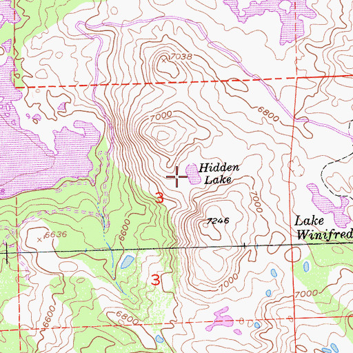 Topographic Map of Hidden Lake, CA