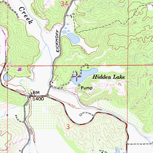 Topographic Map of Hidden Lake, CA