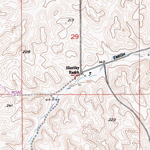 Topographic Map of Hierlihy Ranch, CA
