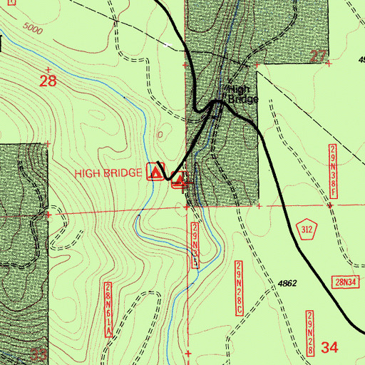 Topographic Map of High Bridge Campground, CA