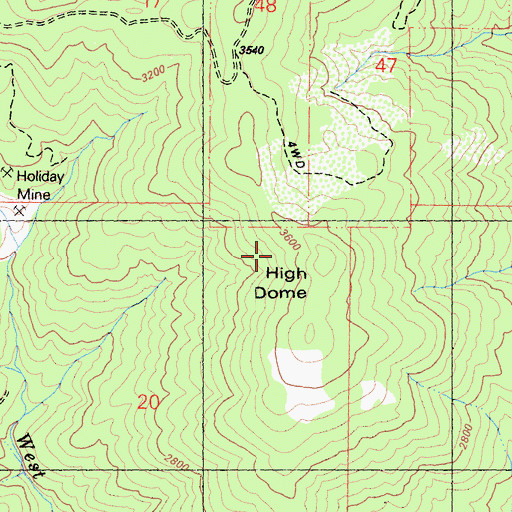 Topographic Map of High Dome, CA