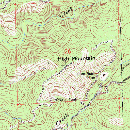 Topographic Map of High Mountain, CA