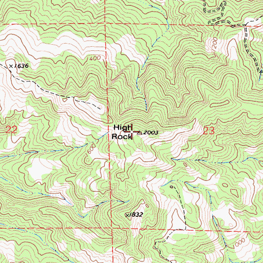 Topographic Map of High Rock, CA