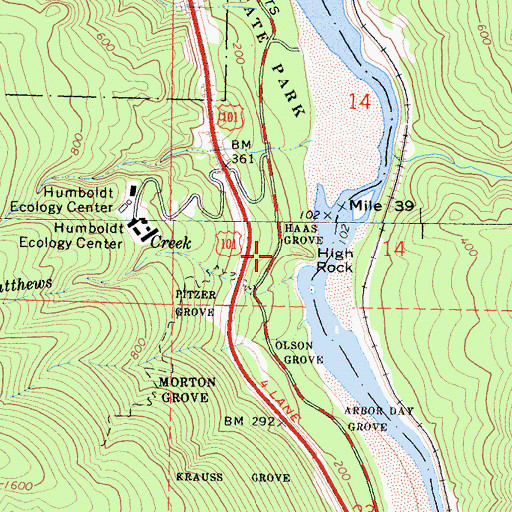 Topographic Map of High Rock, CA