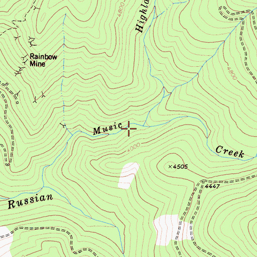 Topographic Map of Highland Creek, CA