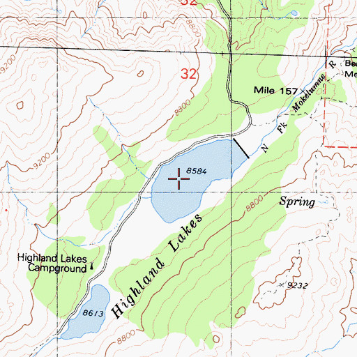 Topographic Map of Highland Lakes, CA