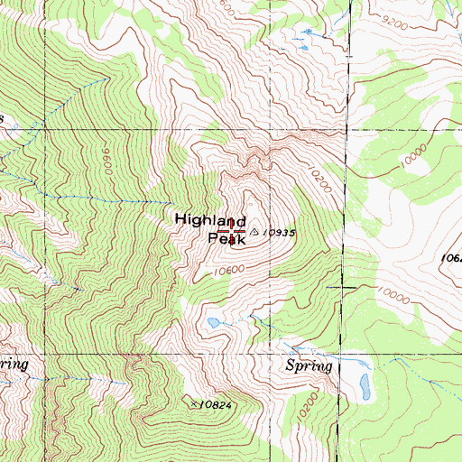 Topographic Map of Highland Peak, CA