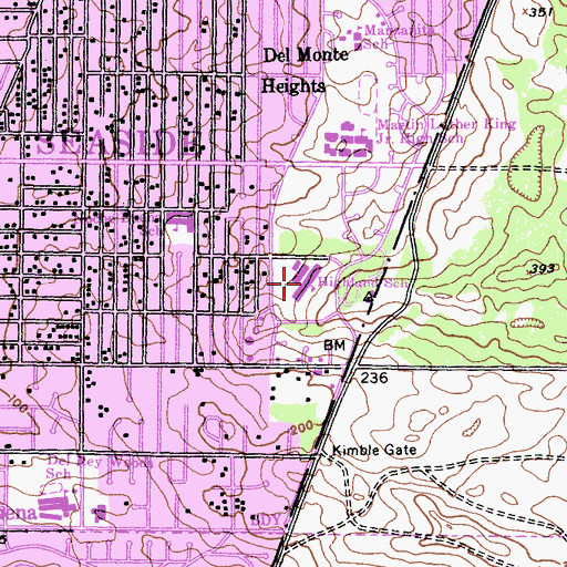 Topographic Map of Highland Elementary School, CA
