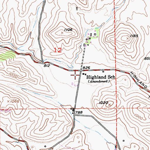 Topographic Map of Highland School, CA