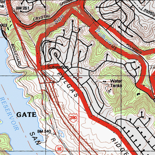 Topographic Map of Highlands Elementary School, CA