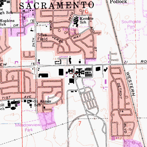 Topographic Map of Highway Patro Academy, CA