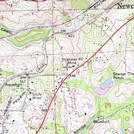 Topographic Map of Highway Forty Mine, CA