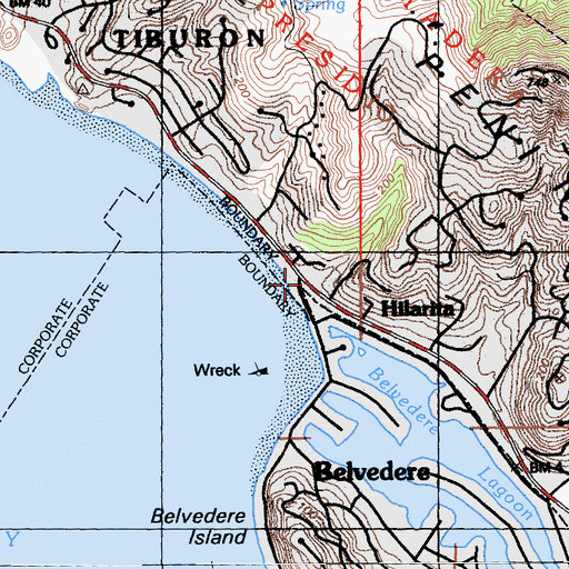 Topographic Map of Hilarita, CA