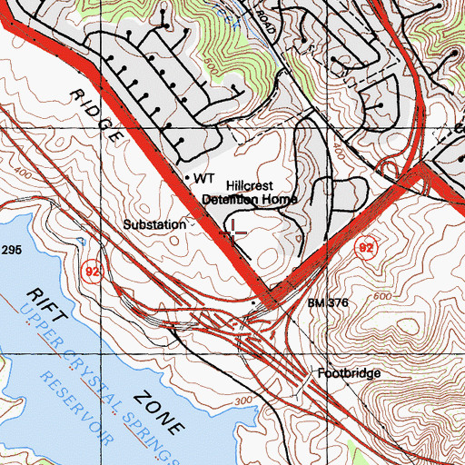 Topographic Map of Hillcrest Detention Home, CA