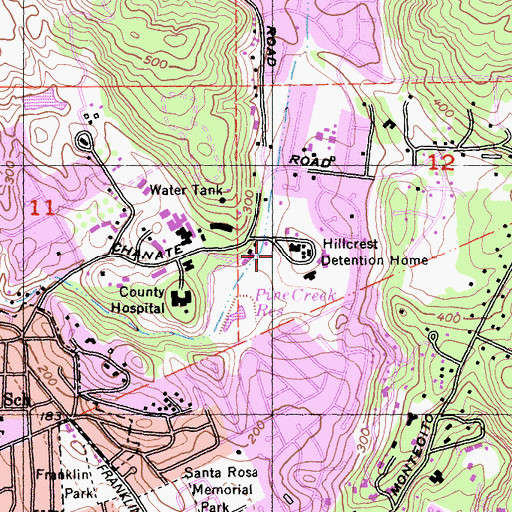 Topographic Map of Hillcrest Detention Home (historical), CA