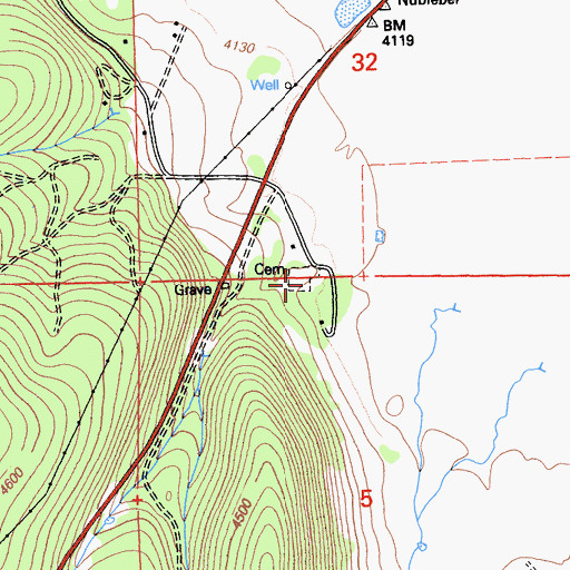 Topographic Map of Hillside Cemetery, CA
