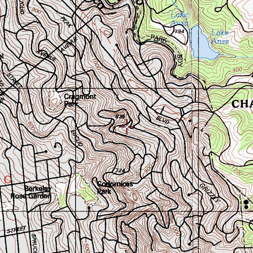 Topographic Map of Hillside Primary School, CA