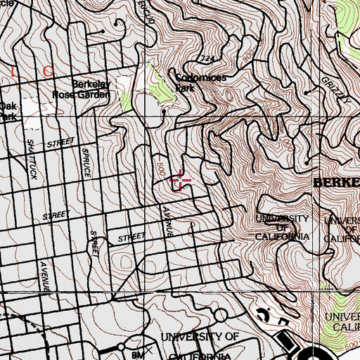 Topographic Map of Hillside School (historical), CA