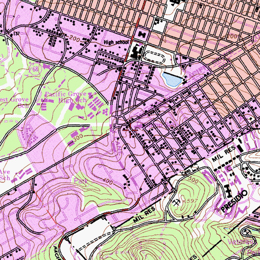 Topographic Map of Hilltop School, CA