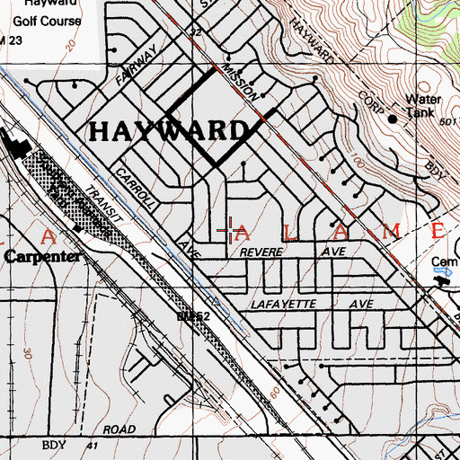 Topographic Map of Hillview Crest Elementary School, CA