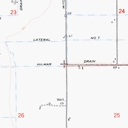 Topographic Map of Hilmar Drain, CA