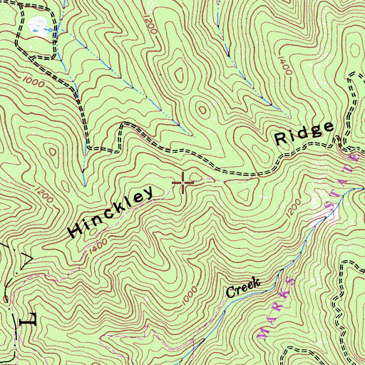Topographic Map of Hinckley Ridge, CA