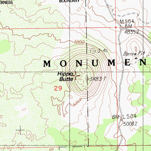 Topographic Map of Hippo Butte, CA