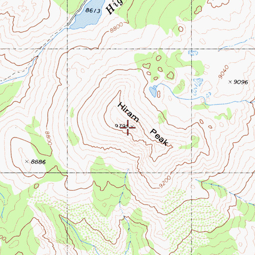 Topographic Map of Hiram Peak, CA