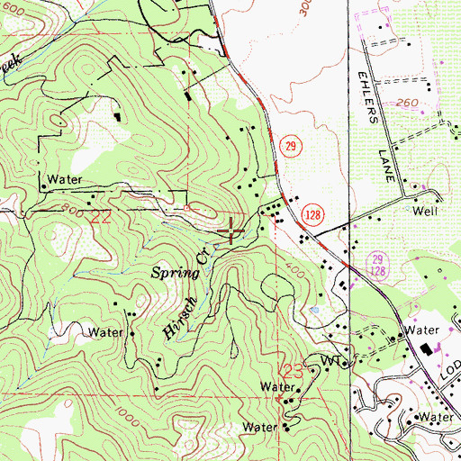 Topographic Map of Hirsch Creek, CA