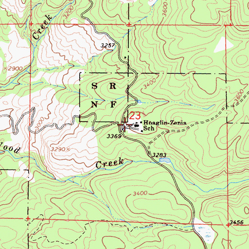 Topographic Map of Hoaglin-Zenia Elementary School, CA