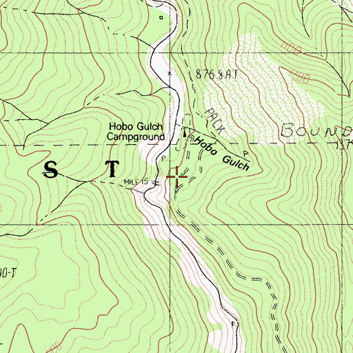 Topographic Map of Hobo Gulch Campground, CA