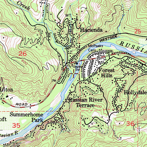 Topographic Map of Hobson Creek, CA