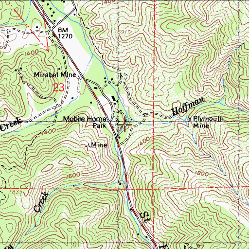 Topographic Map of Hoffman Creek, CA
