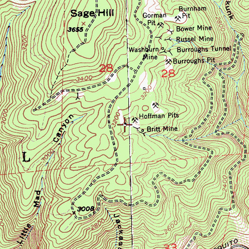 Topographic Map of Hoffman Pits, CA