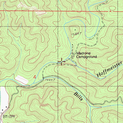 Topographic Map of Hoffmeister Creek, CA