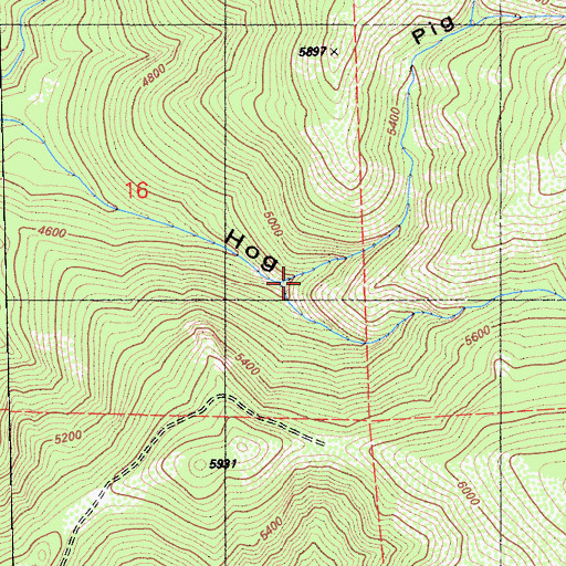 Topographic Map of Hog Canyon, CA