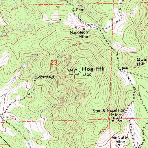 Topographic Map of Hog Hill, CA