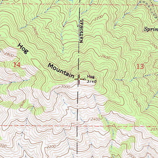 Topographic Map of Hog Mountain, CA