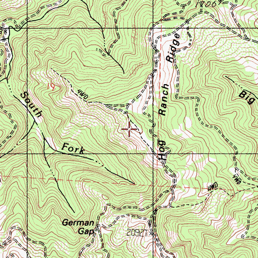 Topographic Map of Hog Ranch Ridge, CA